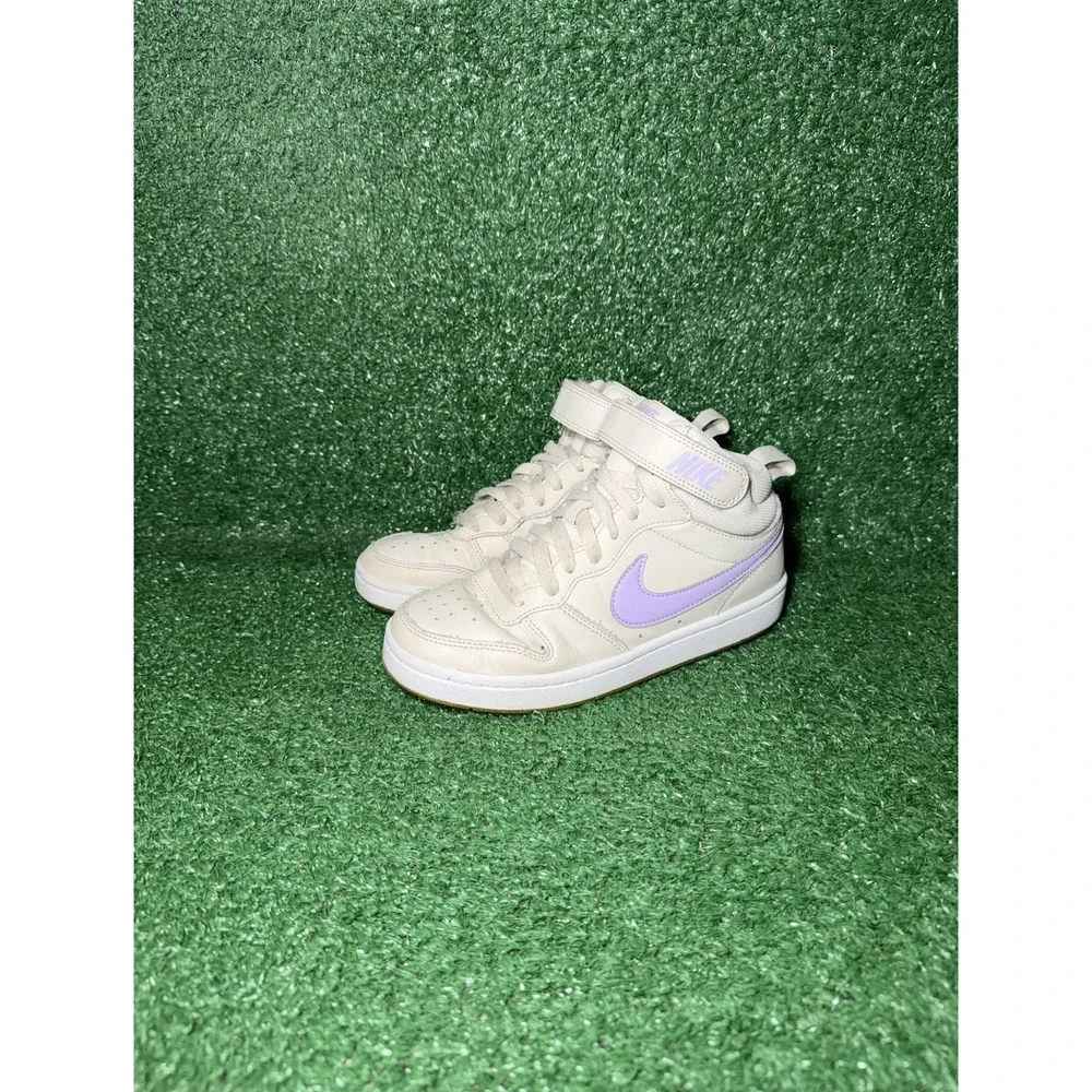 Nike Court Borough Mid 2 Women Size 5.5 Boy 4Y Beige Casual Shoe Comfort Sneaker